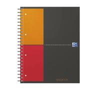 OXFORD Cahier International Filingbook A4+ Petits Carreaux 5mm 100 Pages Reliure Intégrale Couverture Carte Rigide Gris