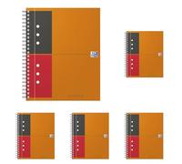 Oxford Cahier International Notebook A5+ Ligné 6mm 160 Pages Reliure Intégrale Couverture Carte Orange (Lot de 5)