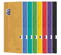 Oxford Cahier KRAFT A4 21x29,7 Grands Carreaux Seyès 96 Pages Agrafées Couverture Kraft Coloris Aléatoires
