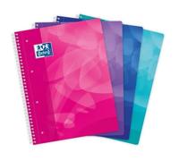 Cahier Oxford lagoon a4+ grands carreaux seyès 160 pages reliure spirale couverture polypro coloris assortis