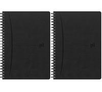 Oxford Cahier Signature A5 Petits Carreaux 5mm Margé 160 Pages Reliure Intégrale Couverture Simili-Cuir Noir (Lot de 2)