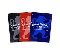 Oxford Campus Lot de 3 recharge de bloc-notes - Couleurs assorties Format A4 300 pages