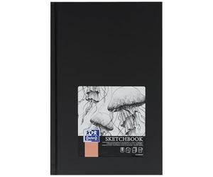 Oxford Carnet de croquis A5 à couverture rigide avec reliure cousue, 192 pages, papier 100 g, noir, 1 pièce