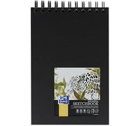 Oxford Carnet de croquis - Format A5 - Couverture rigide - Double spirale - 40 feuilles - 225 g/m² - Noir