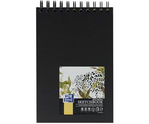Oxford Carnet de croquis - Format A5 - Couverture rigide - Double spirale - 40 feuilles - 225 g/m² - Noir