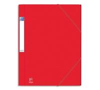 OXFORD Chemise 3 rabats et élastique EUROFOLIO PRESTIGE carte grainée 7/10e,600g.Pour format A4. Rouge