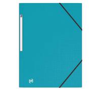 OXFORD Chemise 3 Rabats Memphis A4 avec Elastique Couverture Polypro Bleu Turquoise