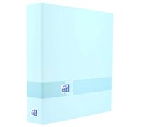Oxford, Classeur 4 anneaux A4+, couverture extra rigide, tranche 40 mm, couleur bleu pastel