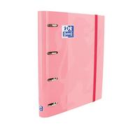Oxford Classeur 4 anneaux avec recharge et caoutchouc, couverture extra rigide avec recharge, couleur rose, 80 feuilles quadrillées, format A4+