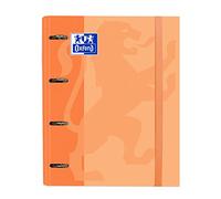 Oxford Classeur 4 anneaux, couverture extra rigide avec élastique, recharge quadrillée 5 x 5, couleur orange, 80 feuilles, format A4+
