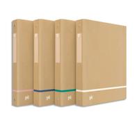 OXFORD Classeur 4 anneaux TOUAREG dos 4cm carte kraft recyclé. Format A4. Coloris beige liseret assortis