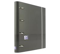 Oxford, Classeur à 4 anneaux A4+, couverture extra rigide, fermeture avec élastique et recharge quadrillage 5 x 5 avec 5 bandes de couleur avec tableau noir et feuilles d'autocollants