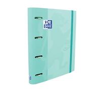Oxford, Classeur à 4 anneaux A4, couverture rigide, fermeture élastique, recharge 5 x 5 grilles et 5 bandes de couleur, feuille autocollante, touche menthe glacée