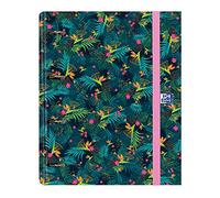 Oxford Classeur à 4 anneaux avec recharge et caoutchouc, couverture extra rigide avec recharge, couleur foncée, 80 feuilles, format A4+