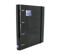 OXFORD Classeur A4+ Dos 35mm 4 Anneaux en D Couverture Carte Noir avec 100 Feuilles Simples Petits Carreaux
