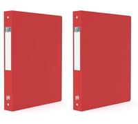 OXFORD Classeur Memphis A4 Dos 40mm 4 Anneaux Ronds Couverture Polypro Rouge (Lot de 2)