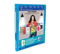 OXFORD Classeur Polyvision A4 Dos 20mm 4 Anneaux Ronds Couverture Polypro Bleu