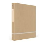 OXFORD Classeur Touareg A4 Dos 40mm 4 Anneaux ronds Couverture Papier Kraft Beige et liseré blanc