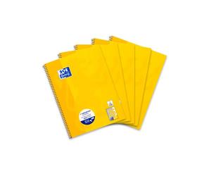 Oxford College Lot de 5 cahiers à carreaux Jaune Format A4 80 feuilles