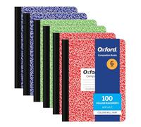Oxford Composition Lot de 6 cahiers de notes Papier ligné 24 x 19 cm 100 feuilles Couverture marbrée Assortis 2 de chaque : bleu, vert, rouge (63763)