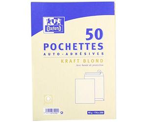 Oxford Correspondance 100103577 Pochettes auto adhésives Pack de 25 Kraft brun