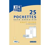 Oxford Correspondance Pochettes auto adhésives Pack de 25 Kraft brun