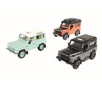 Oxford Diecast Ensemble Land Rover Defender 90 Heritage 3 pièces Voiture Modèle 1:76 OO Compatible avec toutes les grandes marques de modélisme ferroviaire OO à partir de 14 ans