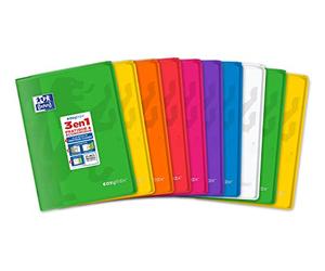 OXFORD EasyBook Lot de 10 Cahiers Agrafés au Format A4 (21 x 29, 7cm) 96 Pages Grands Carreaux Seyès 90gr Couleurs Assorties