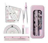 Oxford Ensemble de mathématiques pour école secondaire, cadeaux pour étudiants, rapporteur rose à 360° et boussole de mathématiques, règle de géométrie, papeterie d'examen