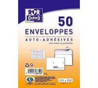Oxford Enveloppes C6 précasées 114 x 162 mm blanches – 50 pièces