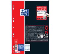 OXFORD Etudiants 400 Pages A4 Grands Carreaux Seyes - Fleuilles simples Perforees 90gr Blanc
