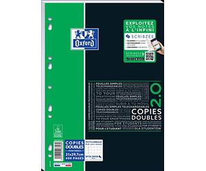 Oxford Etudiants SOS Notes Feuille Double Petits Carreaux 400 Pages A4 Blanc