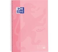 OXFORD Europeanbook 1 Touch Cahier quadrillé 5x5 à spirale A4+ 80 feuilles - Rose clair