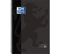 OXFORD Europeanbook 1 Touch Cahier quadrillé 5x5 à spirale A4+ avec couverture rigide, 80 feuilles, perforations 4 trous, 90 g - Gris foncé