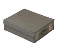 Oxford Fabric Storage Box With Handles 38x32x12cm Visible Window | Breathable Moisture-resistant Fabric, Stackable Design, Dust-proof Strap Closure, Clear Window For Easy ID, Grey Cream Black