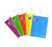 Oxford, Favorit, Quaderno a Spirale A4, 5 Pezzi, Rigatura 1R, Carta 90 gr, Colori Fluo Assortiti