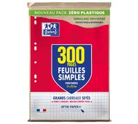 Oxford Feuilles perforées Lot de 300 A4 (21 x 29,7 cm) Grands carreaux Seyès 90 g