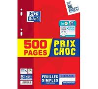 Oxford Feuillets Simples Format A4 Seyès Perforées 90 G 500 Pages Promo