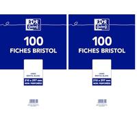 OXFORD Fiches Bristol A4 Uni 100 Fiches Blanches Sous Film (Lot de 2)