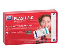 OXFORD Fiches Bristol Flash 2.0 - 80 fiches 7 5 x 12 5 cm - Blanc cadre rouge - Scannables (Scribzee)