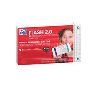 Oxford Flash 2.0 - 80 Fiches Bristol Flash Cards 7,5 x 12,5cm Petits Carreaux Cadre Blanc