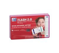 Oxford Flash 2.0 - 80 Fiches Bristol Flash Cards 7,5 x 12,5cm Petits Carreaux Cadre Fuchsia