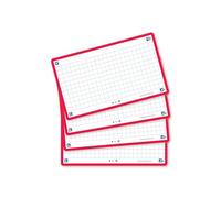 OXFORD Flash 2.0 - 80 Fiches Bristol Flash Cards 7,5 x 12,5cm Petits Carreaux Cadre Rouge
