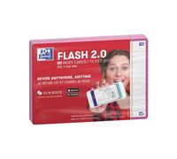 Oxford Flash 2.0 - 80 Fiches Bristol Flash Cards A6 (10,5 x 14,8cm) Ligné Cadre Fuchsia