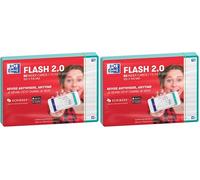 Oxford Flash 2.0-80 Fiches Bristol Flash Cards A6 (10,5 x 14,8cm) Ligné Cadre Vert Menthe (Lot de 2)