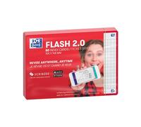 Oxford Flash 2.0 - 80 Fiches Bristol Flash Cards A6 (10,5 x 14,8cm) Petits Carreaux Cadre Rouge