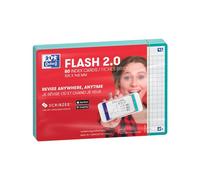 Oxford Flash 2.0 - 80 Fiches Bristol Flash Cards A6 (10,5 x 14,8cm) Petits Carreaux Cadre Vert Menthe