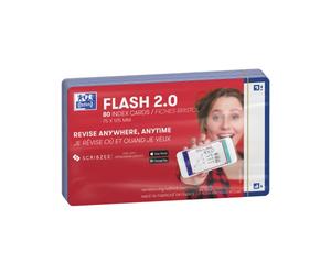 OXFORD Flash 2.0 Lot de 80 Fiches Flash Cards Format 7, 5 x 12, 5cm fond Blanc Uni Recto/Verso - cadre Bleu Marine - Fiches Bristol