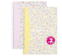 Oxford Floral Pastel, Lot de 2 Cahier A5 Petits Carreaux, 120 Pages Reliure Spirale, Coverture Carte, Couleurs Assortis