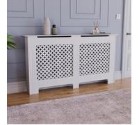 Oxford Grand Cache-Radiateur à Grille Traditionnelle MDF Blanc, L 152 x P 19 x H 82 cm